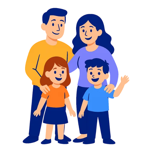 Famille avec deux enfants souriants — mutuelle santé famille ADS Assurance
