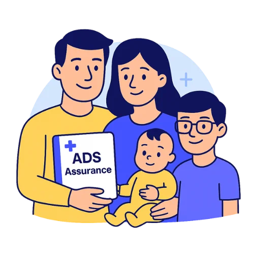 Famille avec enfants tenant un contrat ADS Assurance — introduction mutuelle santé famille