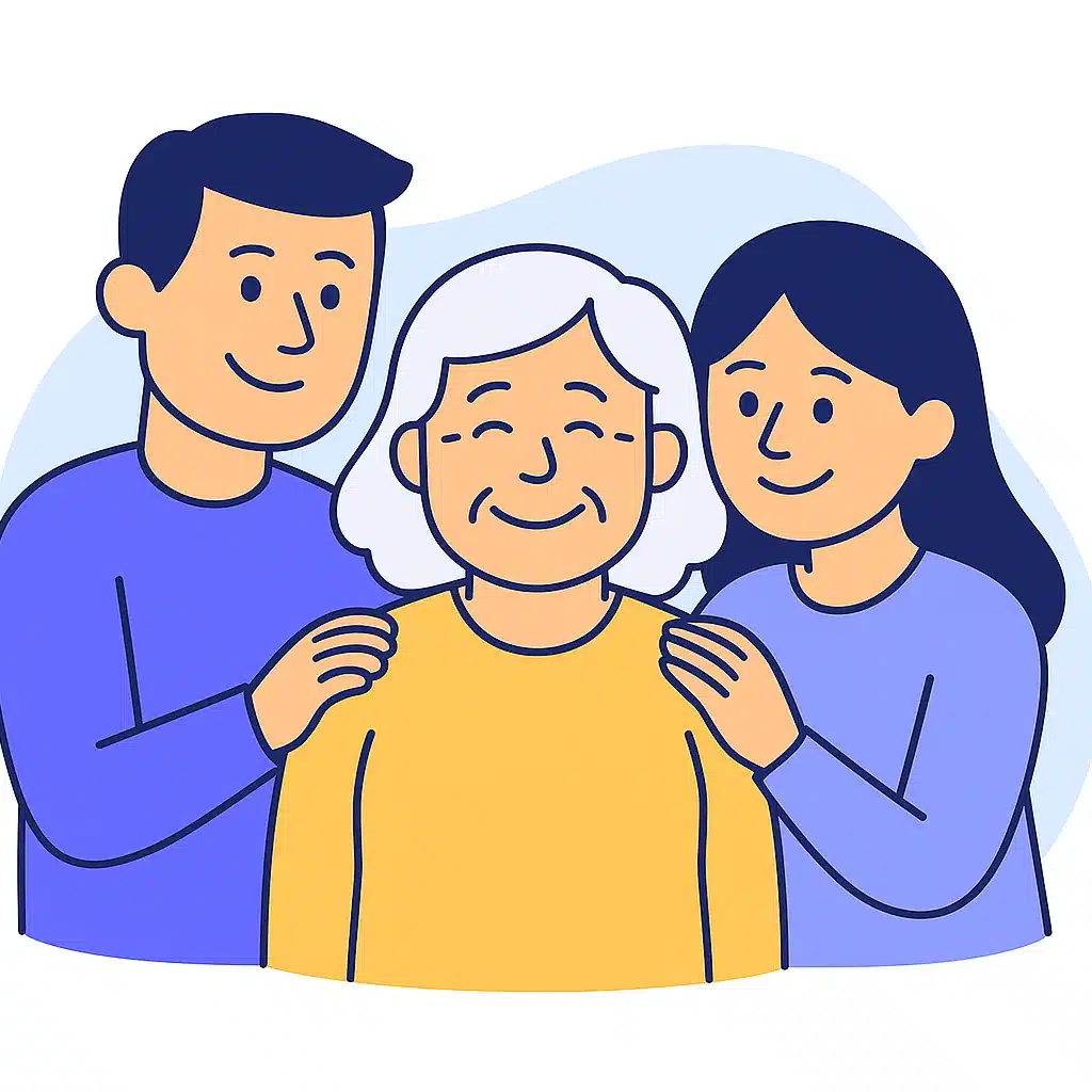 Personne âgée entourée de sa famille — solution de prévoyance obsèques ADS Assurance