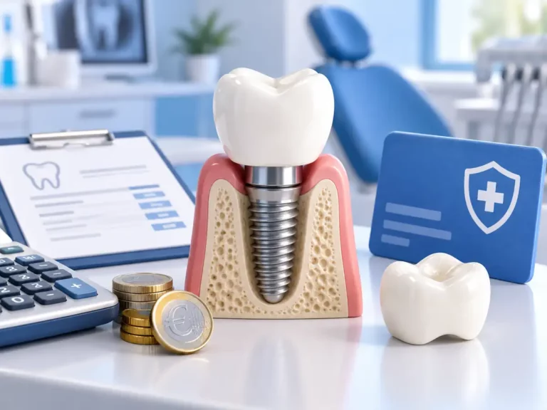 Illustration d’un implant dentaire avec devis, mutuelle santé et coût des soins dentaires